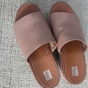 Fitflop Eloise cork wrap leather wedge slides.size 8